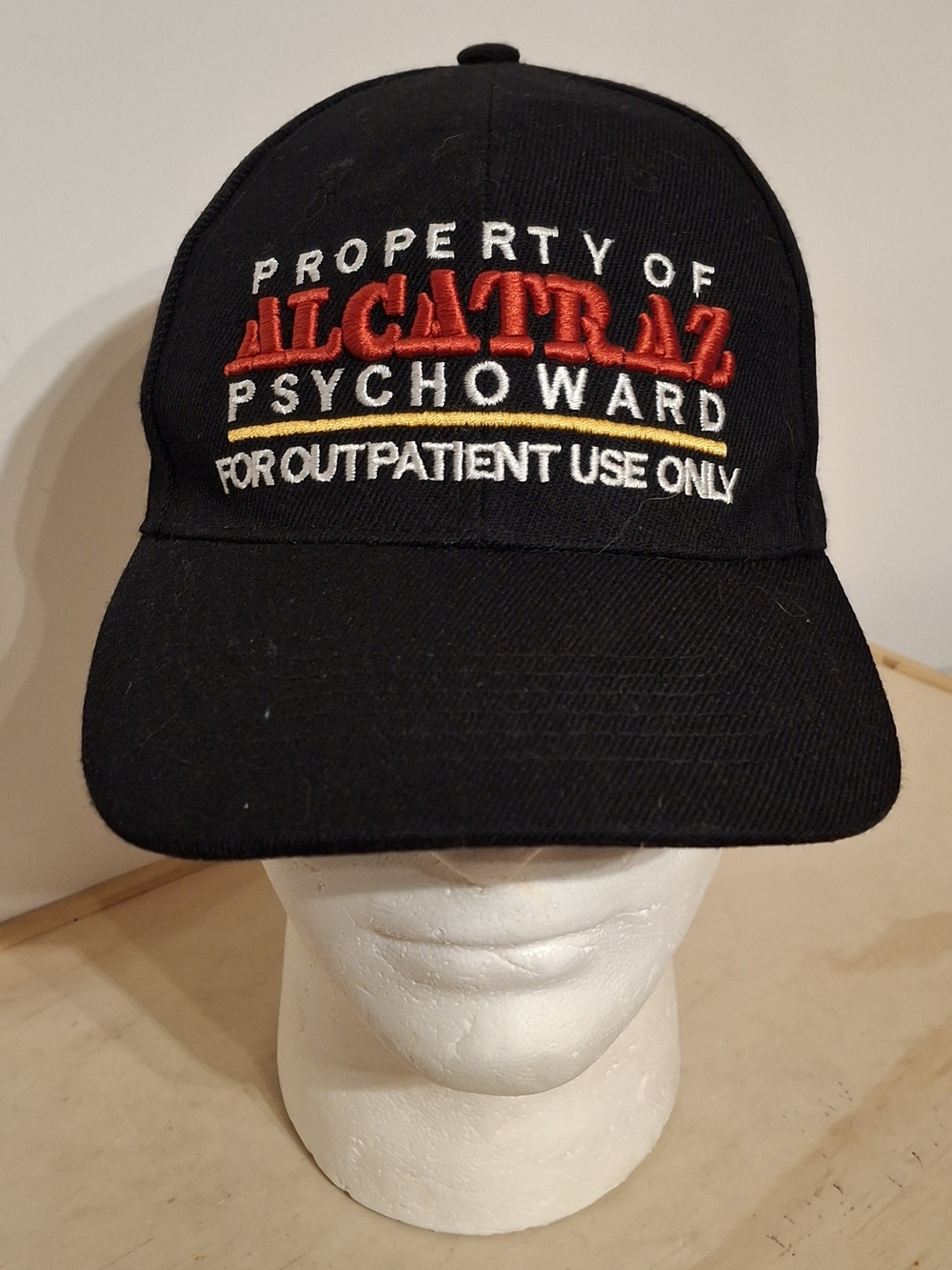 Vintage Alcatraz Psycho Ward Souvenir Strapback Baseball Cap, embroidered letter